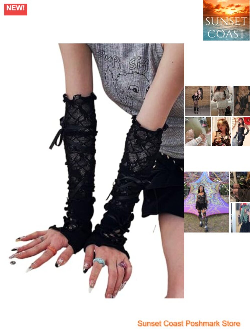 Lace Fingerless Gloves Long Mesh Gothic Y2K Tulle Ballet Gloves